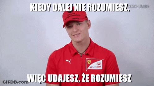 Man In Red Shirt And Red Hat Saying Kiedy GIF