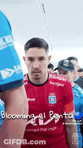 Man In Red Shirt Blooming El Penta GIF