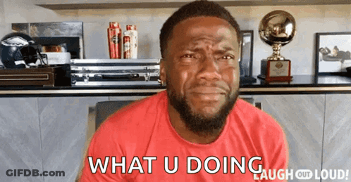 Man In Red Shirt Crying Says What U Doing GIF