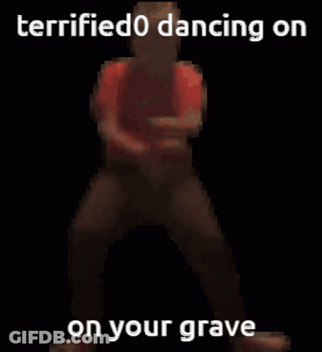 Man In Red Shirt Dancing Terrified0 Dancing On On Your Grave GIF