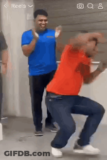 Man In Red Shirt Dancing With Others GIF