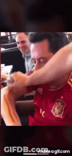 Man In Red Shirt Eating Hot Dog GIF