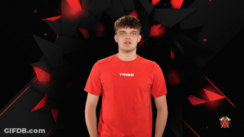 Man In Red Shirt Flexing Muscles GIF