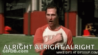 Man In Red Shirt Hands On Chest Alright Alright Alright GIF