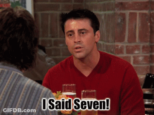 Man In Red Shirt Holding Beer Says I Said Seven GIF