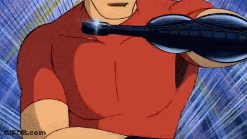 Man In Red Shirt Holding Black Object GIF