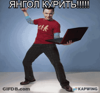 Man In Red Shirt Holding Laptop With Kapwing In Corner GIF
