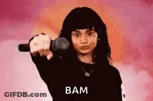 Man In Red Shirt Holding Microphone Says Nuff Said GIF