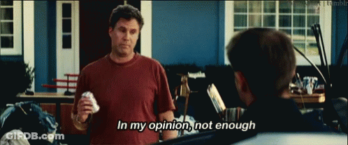 Man In Red Shirt Holding Napkin Says In My Opinion Not Enough GIF