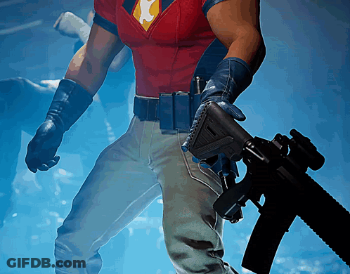 Man In Red Shirt Holding Rifle GIF