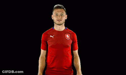 Man In Red Shirt Holding Scarf Saying Czech Republic GIF