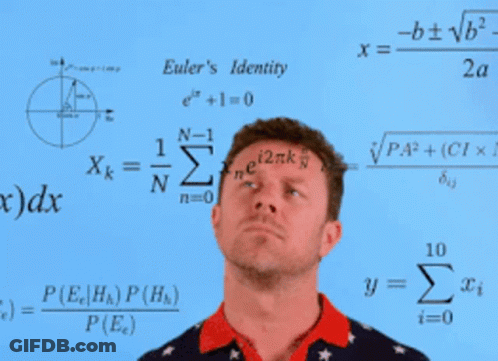 Man In Red Shirt In Front Of Equations GIF