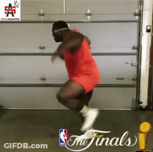 Man In Red Shirt Jumping Garage Door The Finals GIF