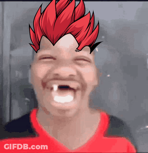 Man In Red Shirt Laughing With Red-Haired Character GIF