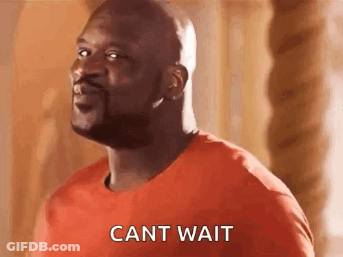 Man In Red Shirt Making Funny Face Cant Wait GIF