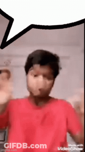 Man In Red Shirt Making Funny Face With Speech Bubble GIF