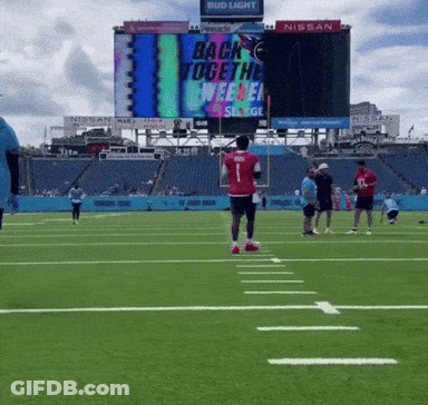 Man In Red Shirt Number 1 Running On Field GIF