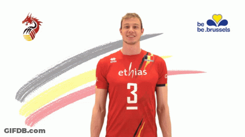 Man In Red Shirt Number 3 Giving OK Sign GIF