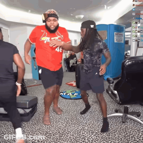 Man In Red Shirt Number 46 Dancing GIF