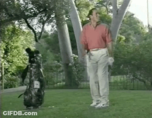 Man In Red Shirt On Golf Course GIF