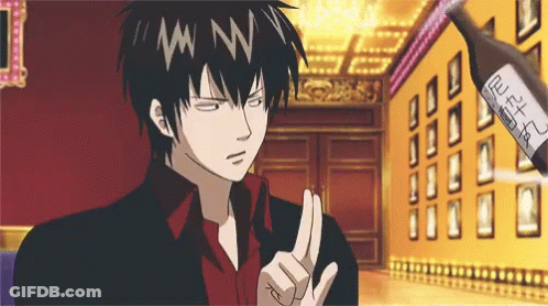 Man In Red Shirt Peace Sign Near Chinese Bottle GIF