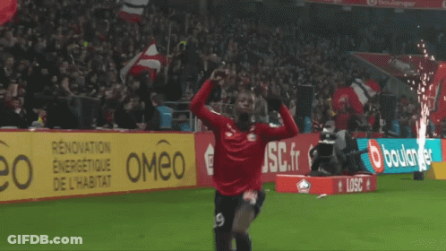 Man In Red Shirt Running At Losc.fr Banner GIF