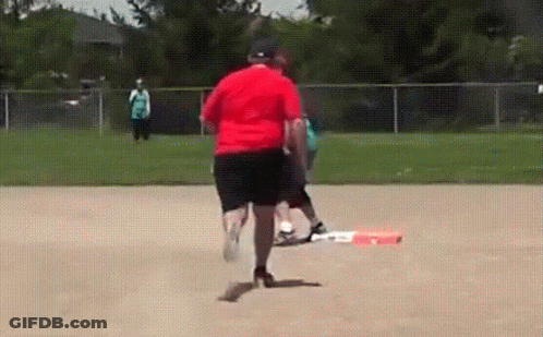Man In Red Shirt Running On Baseball Field GIF