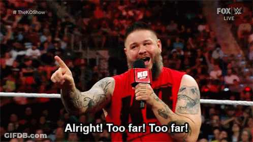 Man In Red Shirt Saying Alright Too Far Too Far GIF