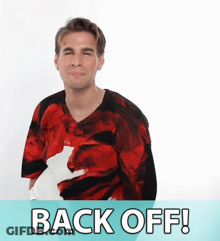 Man In Red Shirt Saying Back Off GIF