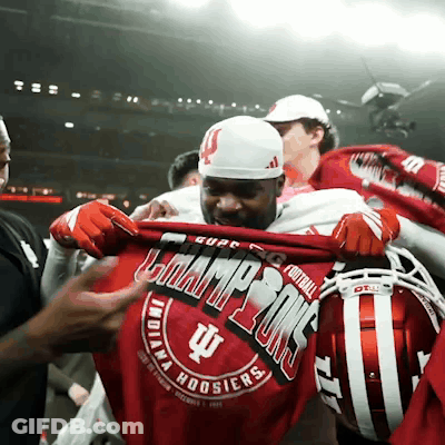 Man In Red Shirt Saying Champions GIF