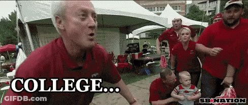 Man In Red Shirt Saying College GIF