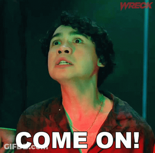 Man In Red Shirt Saying Come On GIF