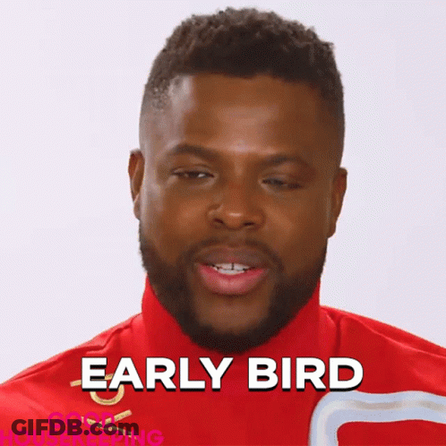 Man In Red Shirt Saying Early Bird GIF