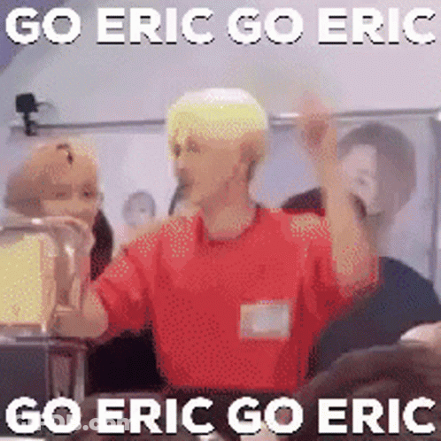 Man In Red Shirt Saying Go Eric Go Eric GIF