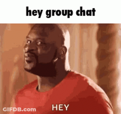 Man In Red Shirt Saying Hey Group Chat GIF