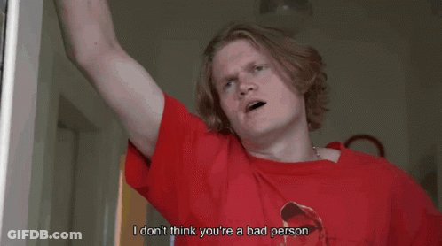 Man In Red Shirt Saying I Don't Think You're A Bad Person GIF