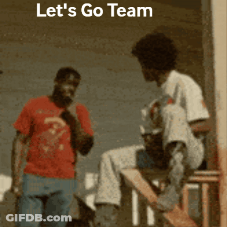 Man In Red Shirt Saying Let's Go Team GIF