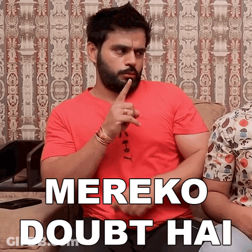 Man In Red Shirt Saying Mereko Doubt Hai GIF