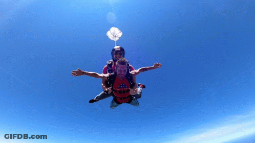Man In Red Shirt Saying Mighty Flying With Another Man GIF