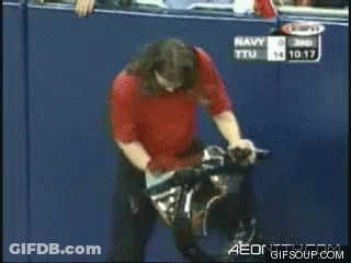 Man In Red Shirt Saying Navy GIF