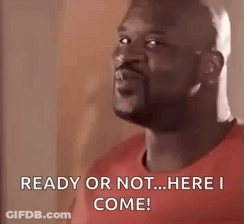 Man In Red Shirt Saying Ready Or Not GIF