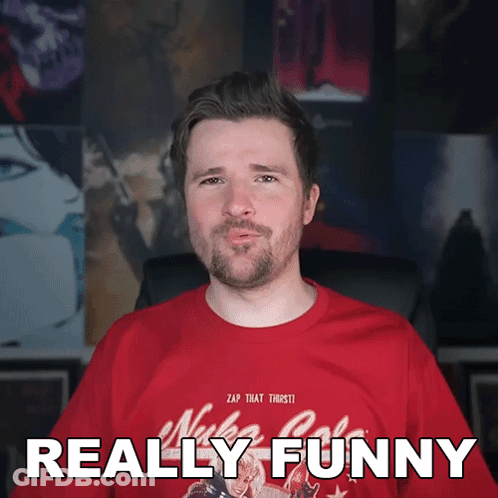 Man In Red Shirt Saying Really Funny GIF