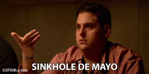 Man In Red Shirt Saying Sinkhole De Mayo GIF