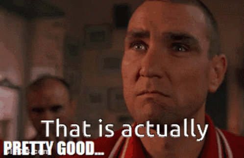 Man In Red Shirt Saying That Is Actually Pretty Good Pretty Damn Good GIF