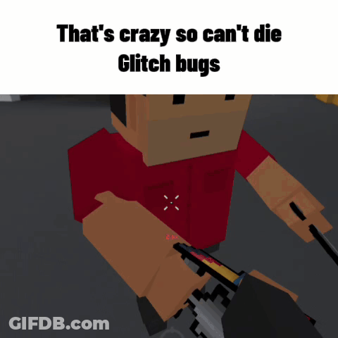 Man In Red Shirt Saying That's Crazy So Can't Die Glitch Bugs GIF