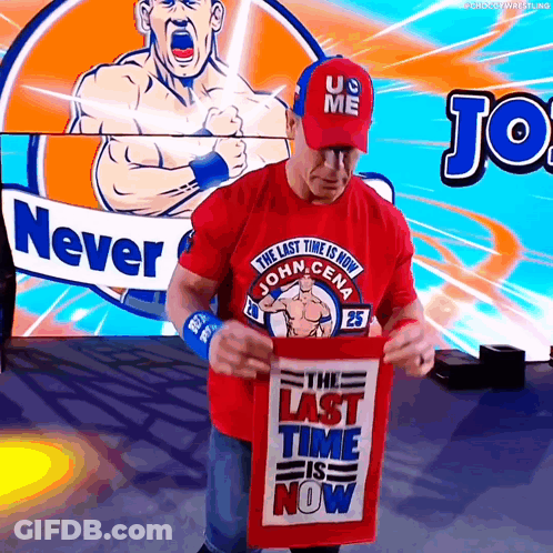 Man In Red Shirt Saying The Last Time Is Now GIF