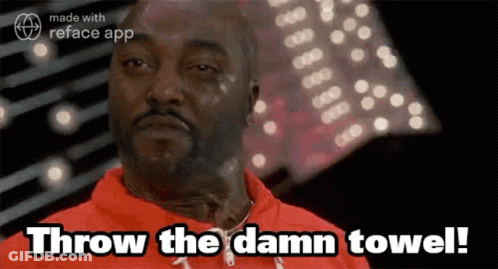 Man In Red Shirt Saying Throw The Damn Towel GIF