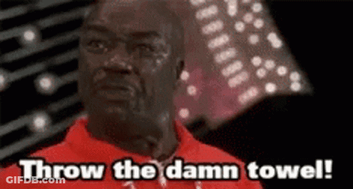 Man In Red Shirt Saying Throw Towel GIF