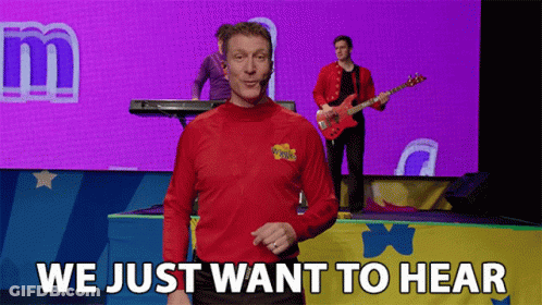 Man In Red Shirt Saying We Just Want To Hear GIF