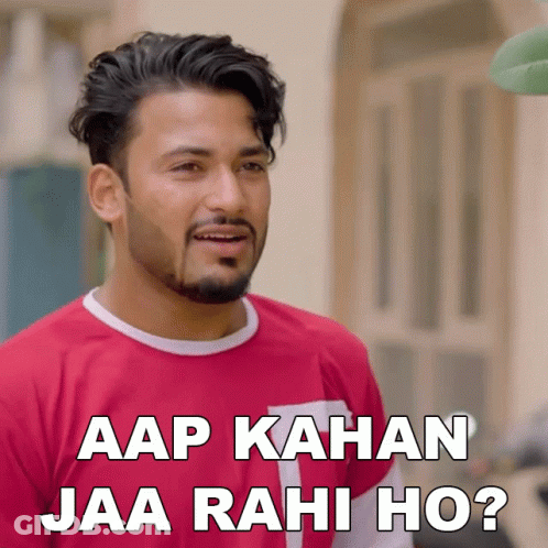 Man In Red Shirt Says Aap Kahan Jaa Rahi Ho GIF